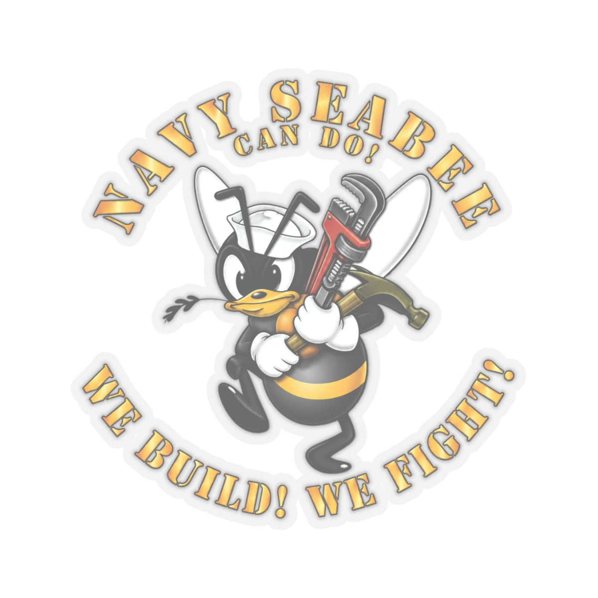 Kiss-Cut Stickers - Navy - Navy SeaBee - w Wrench and Hammer X 300