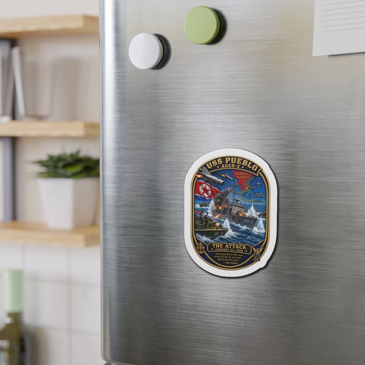 Die-Cut Magnet - USS Pueblo Attack-Defense Commemorative Patch