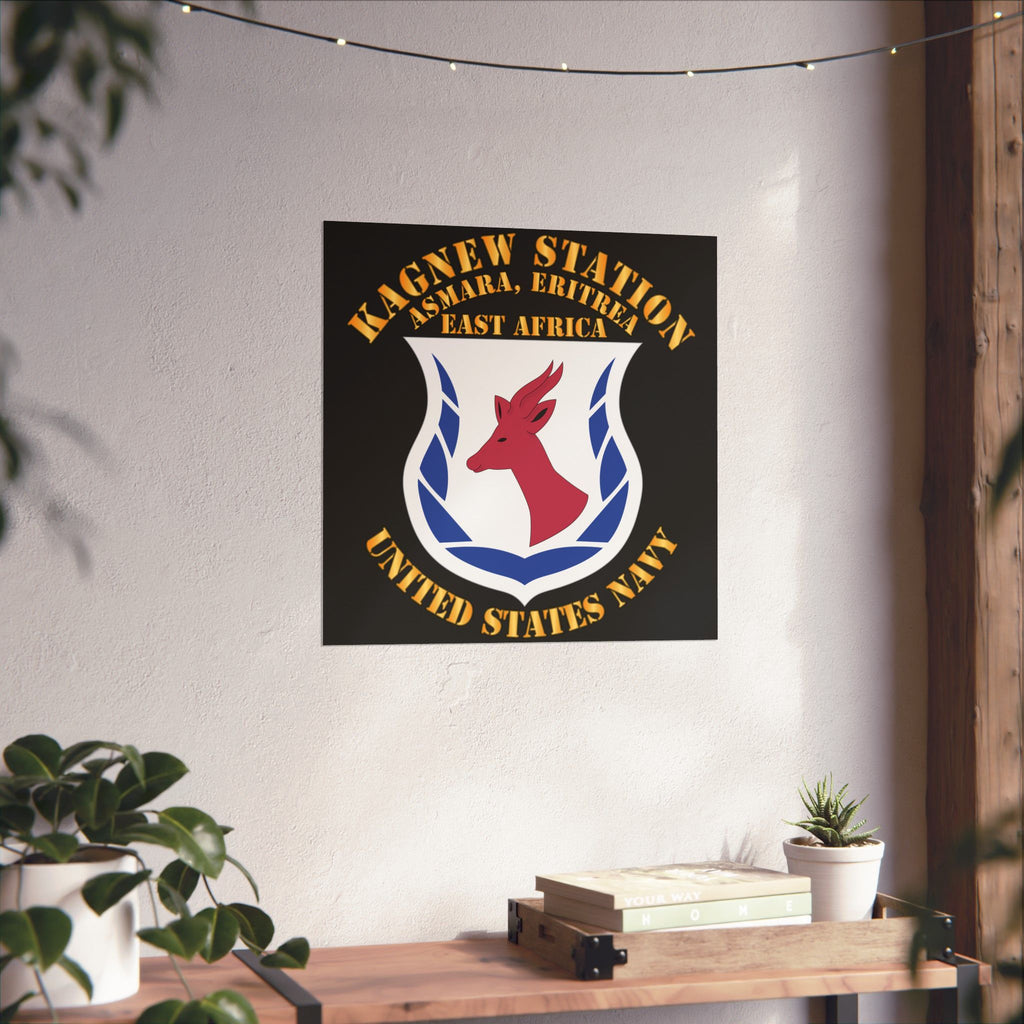 Kagnew Station Asmara Eritrea Navy Emblem Poster — Matte Vertical Wall Art