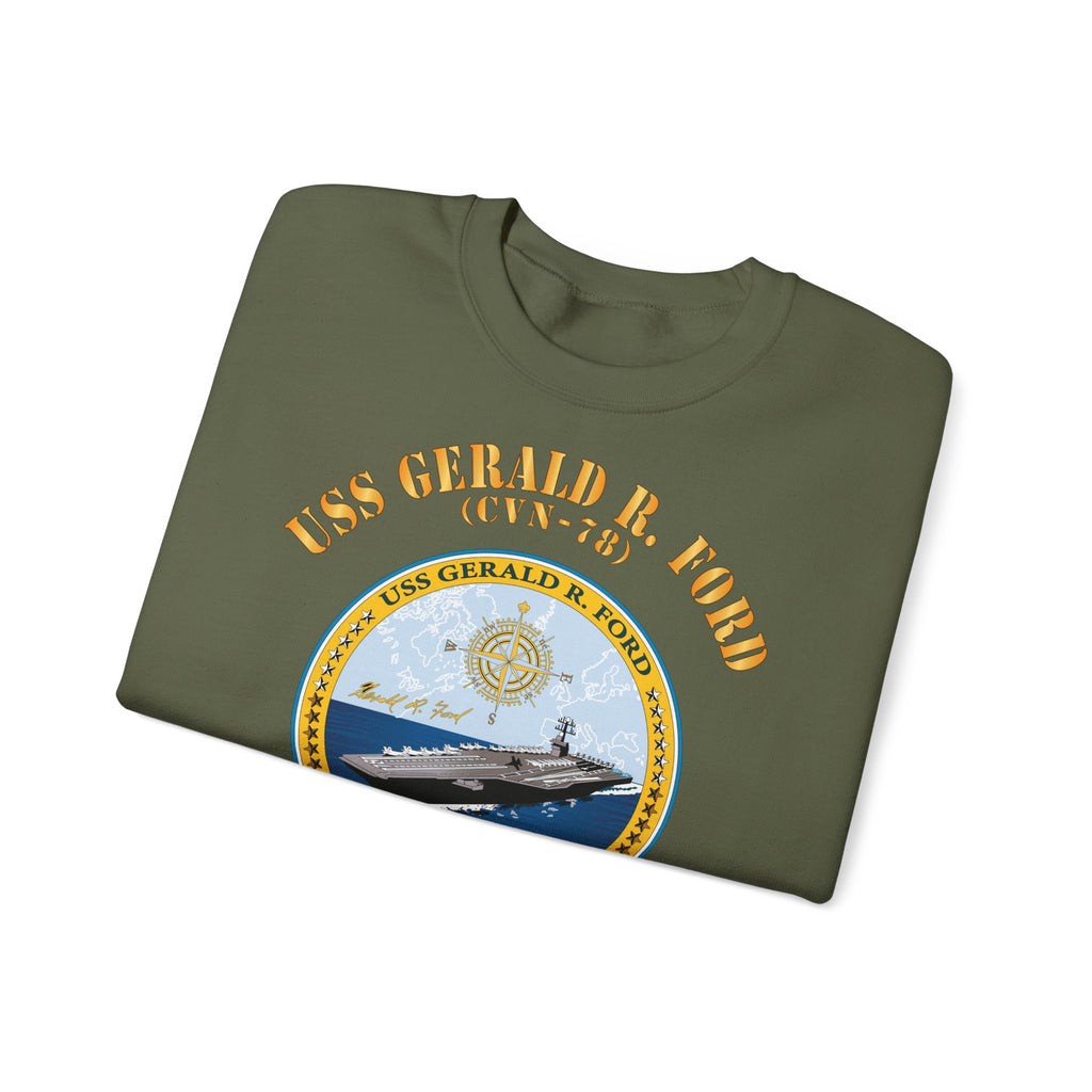 Unisex Heavy Blend™ Crewneck Sweatshirt - Navy - USS Gerald R. Ford (CVN-78)