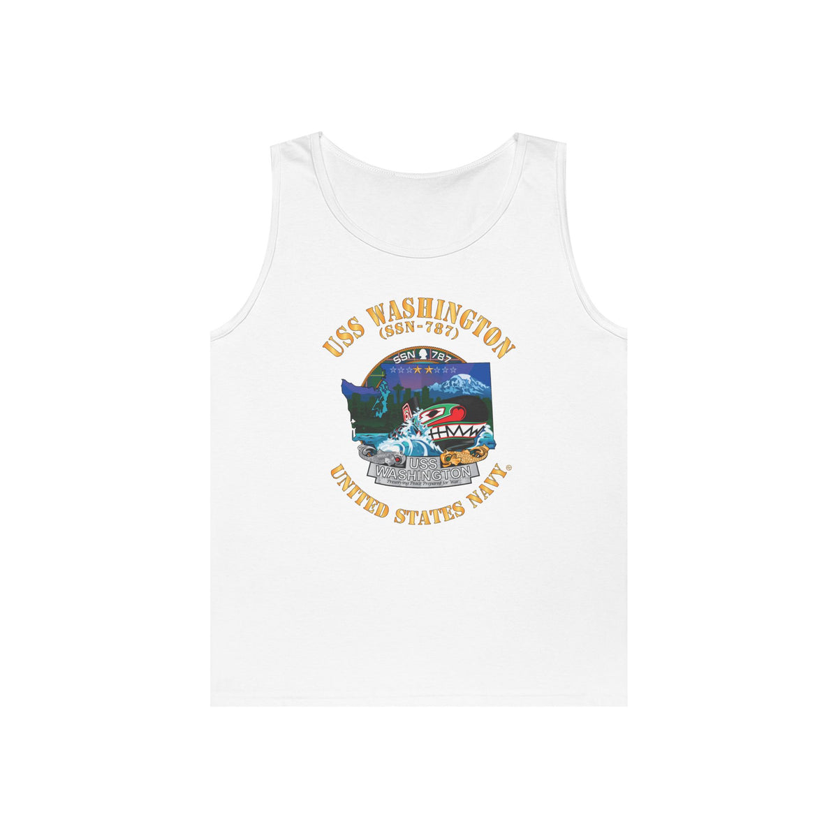 Unisex Heavy Cotton Tank Top - Navy - USS Washington (SSN-787) X 300