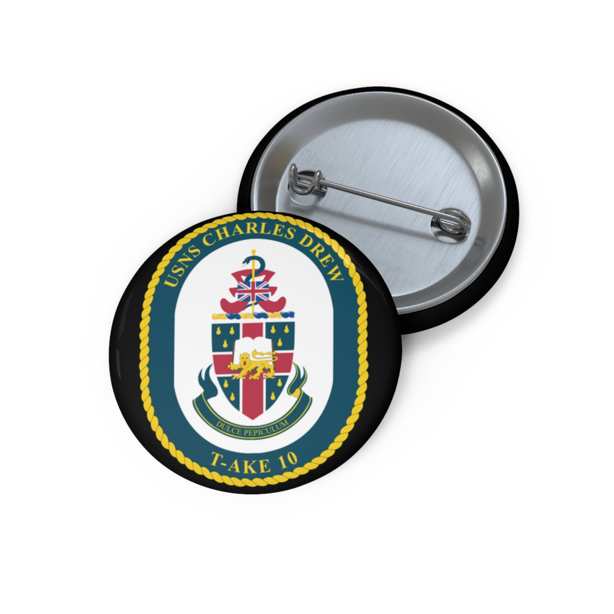 Custom Pin Button - Navy - USNS Charles Drew (T-AKE 10) wo txt