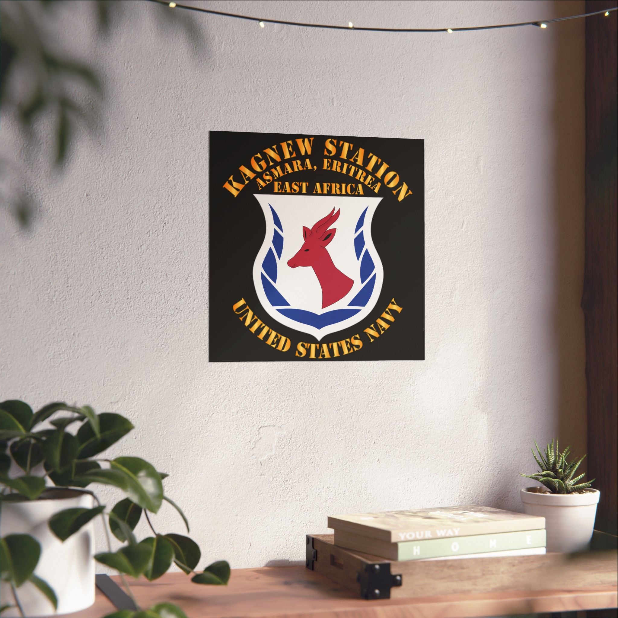 Kagnew Station Asmara Eritrea Navy Emblem Poster — Matte Vertical Wall Art