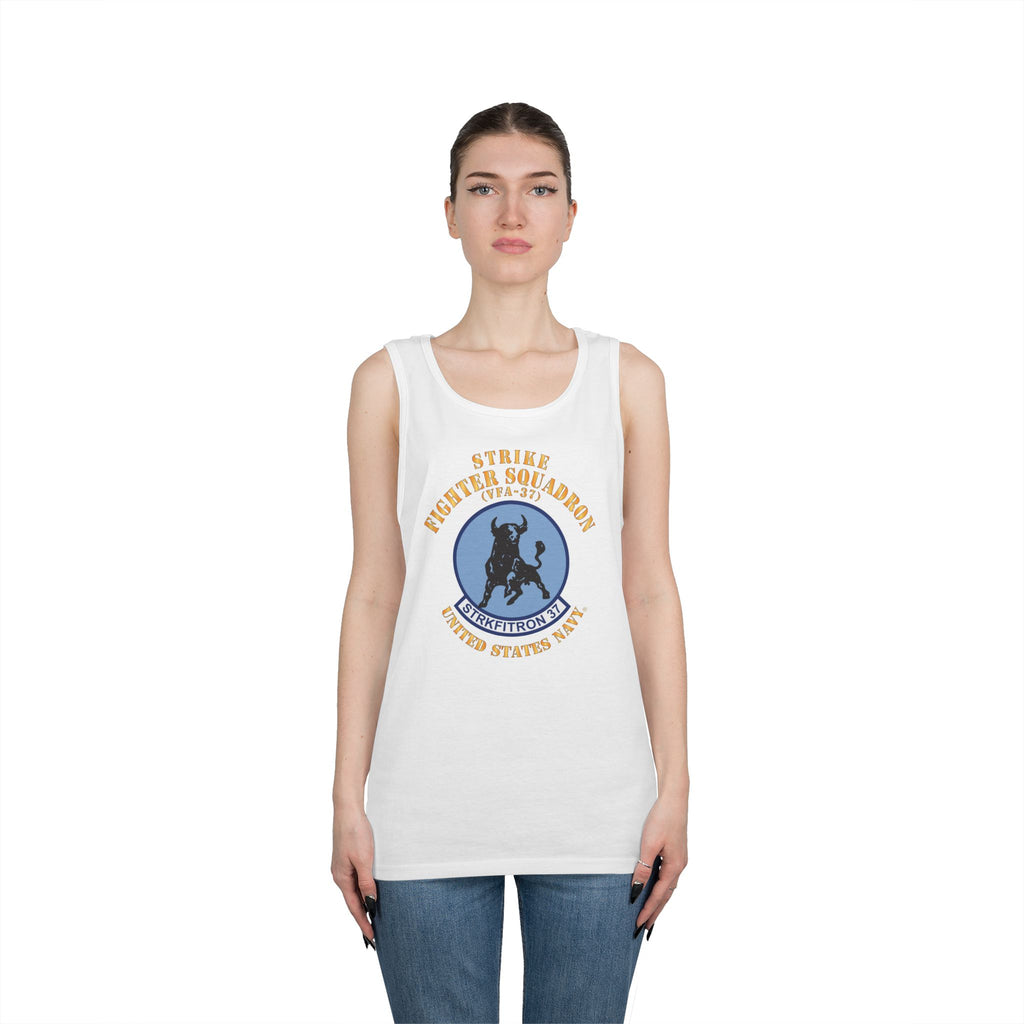 Unisex Heavy Cotton Tank Top - Navy - Strike Fighter Squadron 37 (VFA-37)