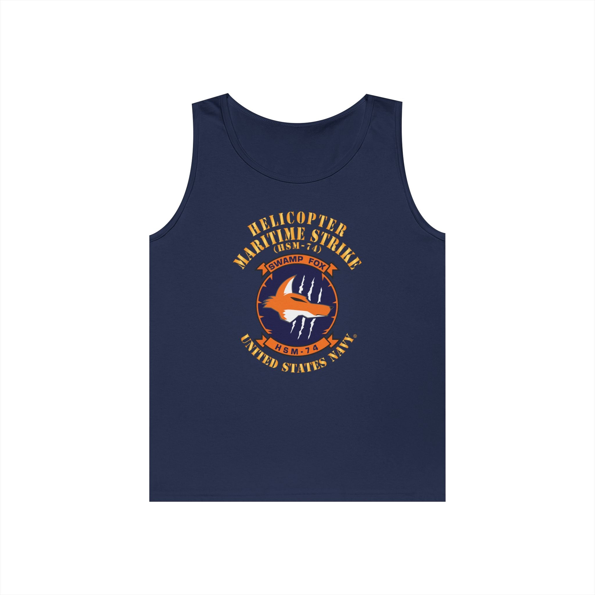 Unisex Heavy Cotton Tank Top - Navy - Helicopter Maritime Strike Seven Four (HSM-74)