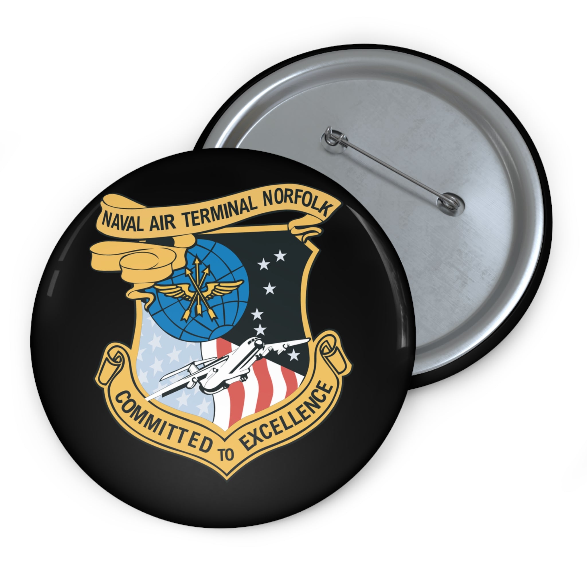 Custom Pin Button - Navy - Naval Air Terminal Norfolk wo Txt