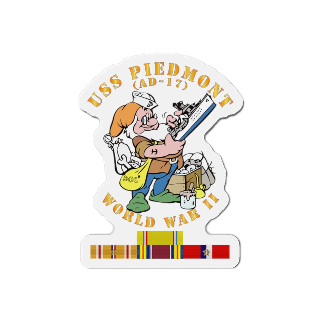 Die-Cut Magnet - Navy - USS Piedmont (AD-17) w PAC SVC WWII