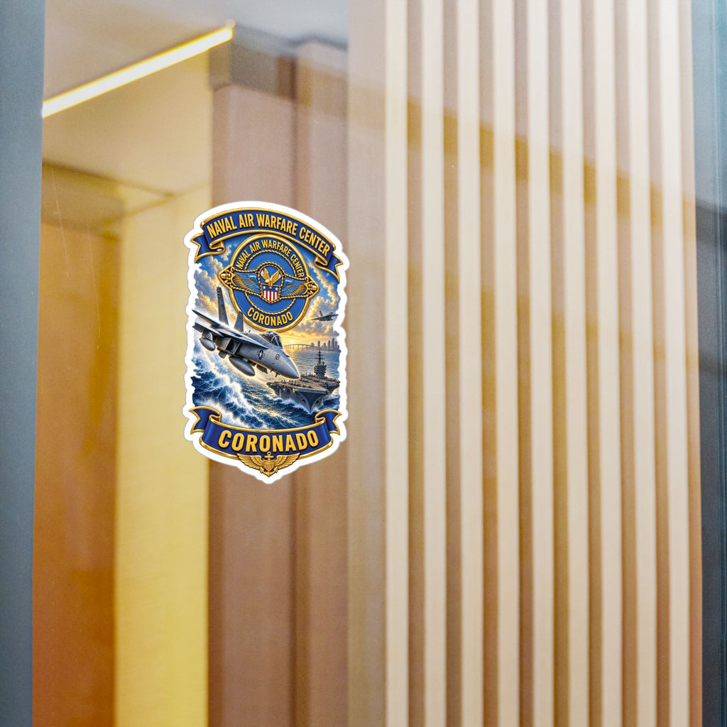 Kiss-Cut Vinyl Decal - NAVY - Naval Air Warfare Center - Coronado - Crest - with Scene - 3D - Enhanced