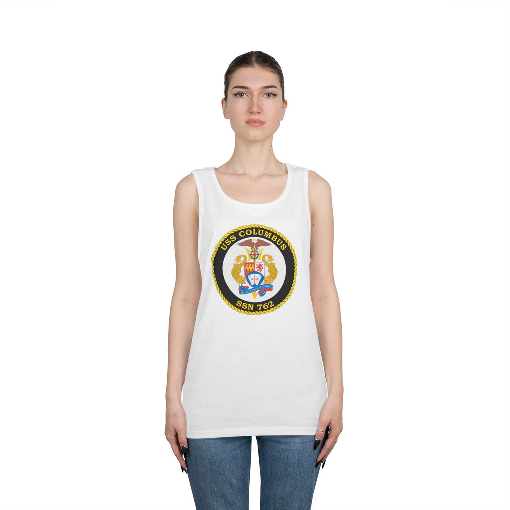 Unisex Heavy Cotton Tank Top - Navy - USS Columbus (SSN-762) wo txt
