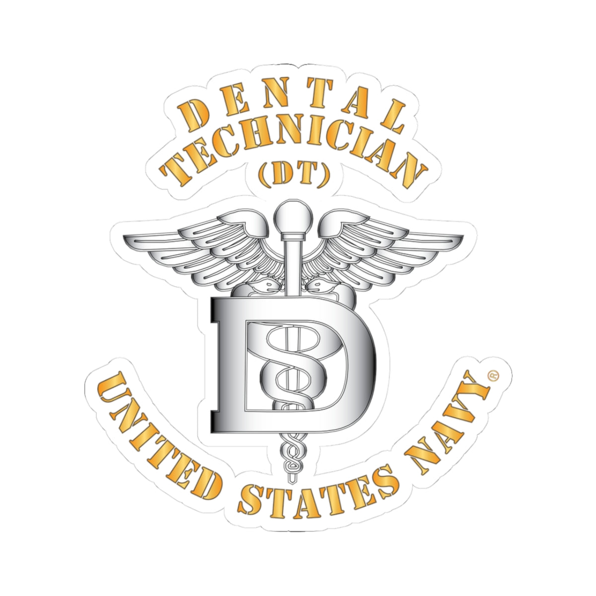 Kiss-Cut Stickers - Navy - Rate - Dental Technician (DT)