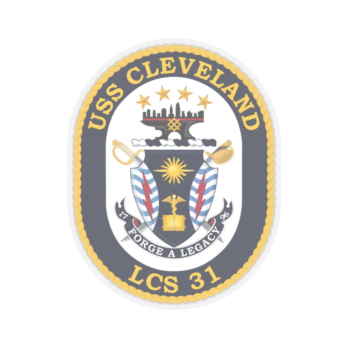Kiss-Cut Stickers - Navy - USS Cleveland (LCS-31) wo txt