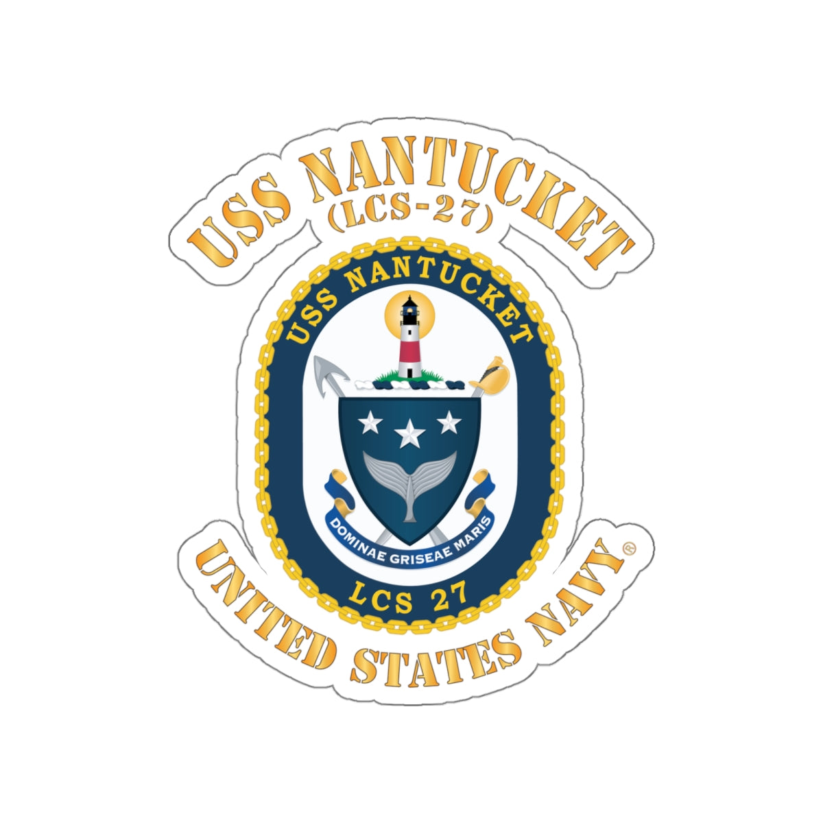 Die-Cut Vinyl Sticker - Navy - USS Nantucket (LCS-27)