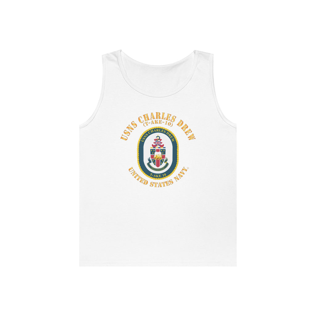 Unisex Heavy Cotton Tank Top - Navy - USNS Charles Drew (T-AKE 10)