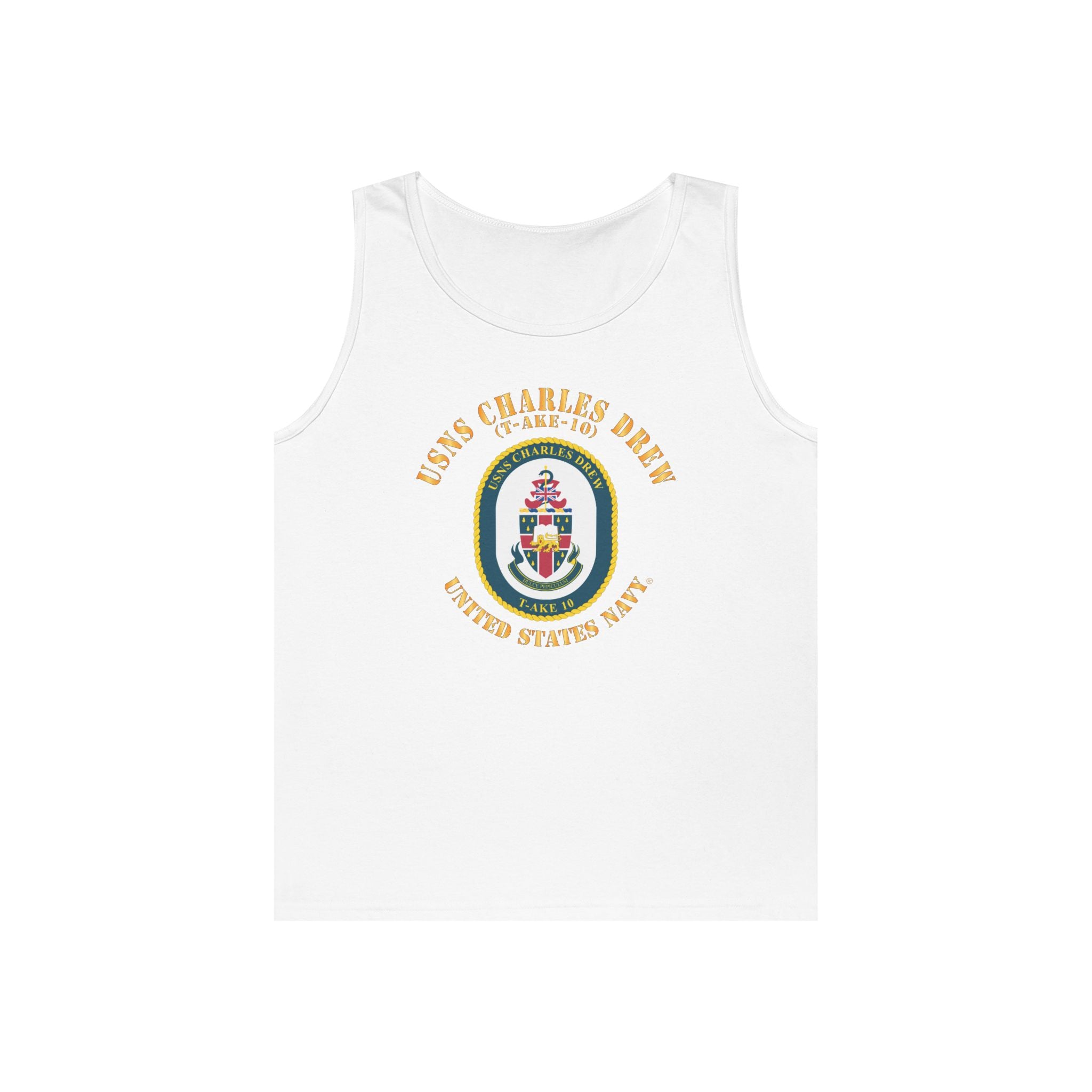 Unisex Heavy Cotton Tank Top - Navy - USNS Charles Drew (T-AKE 10)