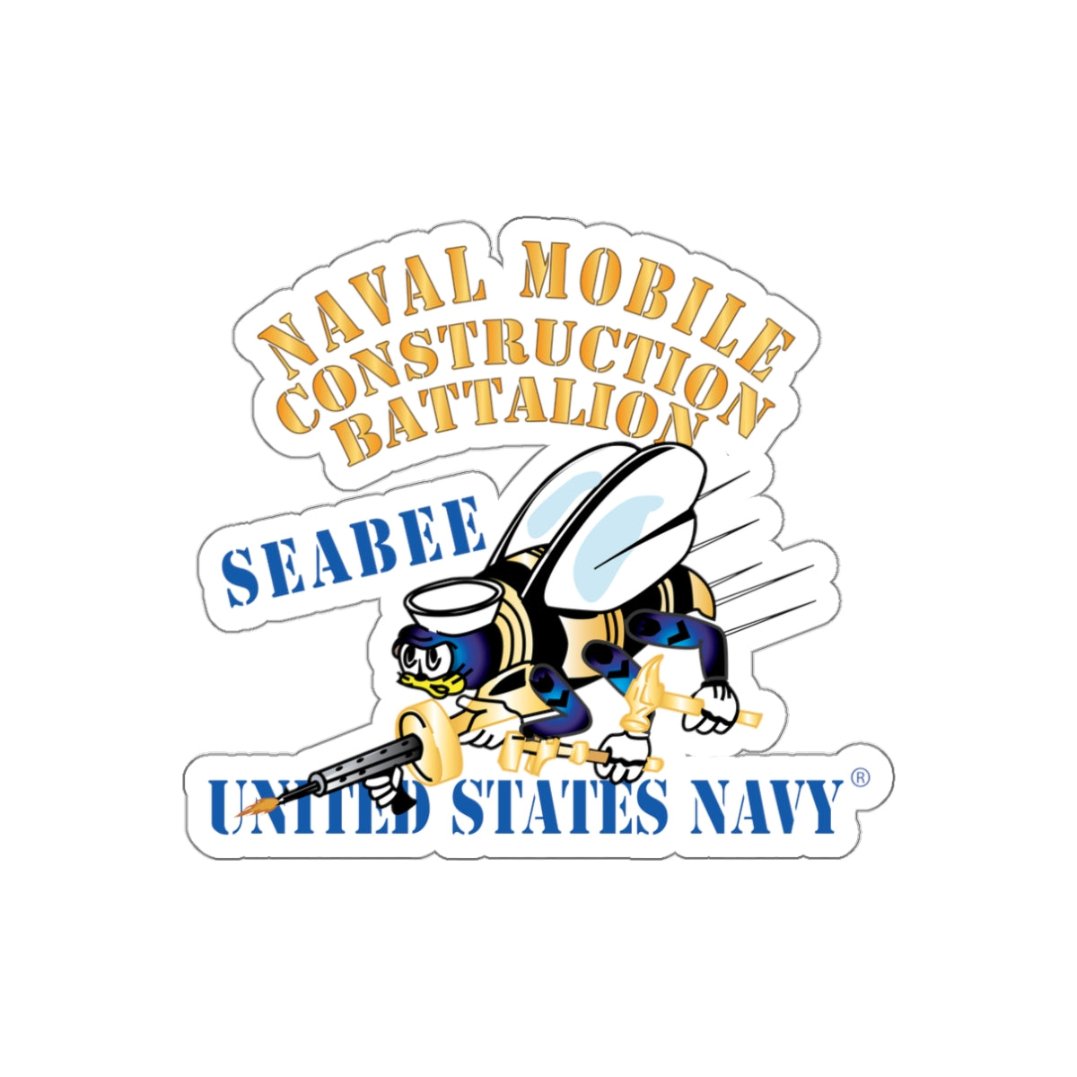 Die-Cut Vinyl Sticker - Navy - Seabee