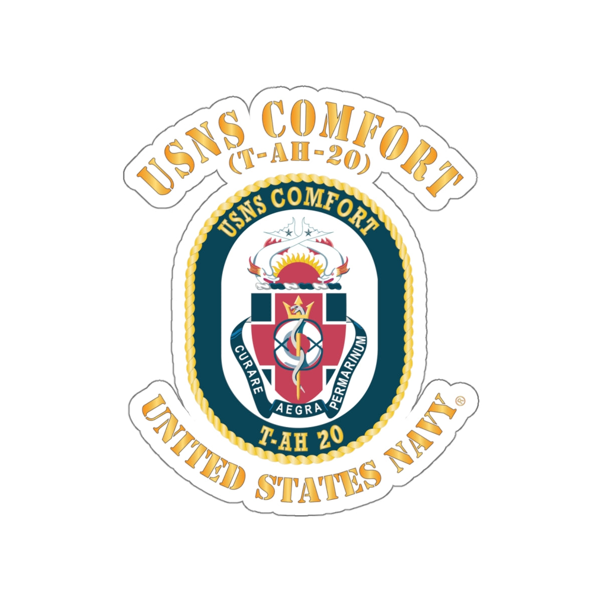 Die-Cut Vinyl Sticker - Navy - USNS Comfort (T-AH-20)