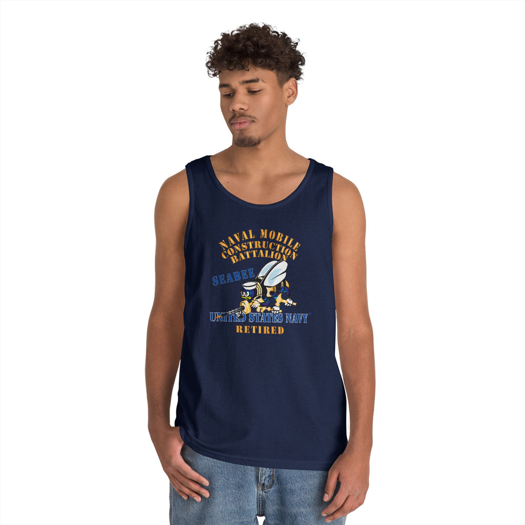 Unisex Heavy Cotton Tank Top - Navy - Seabee - Retired