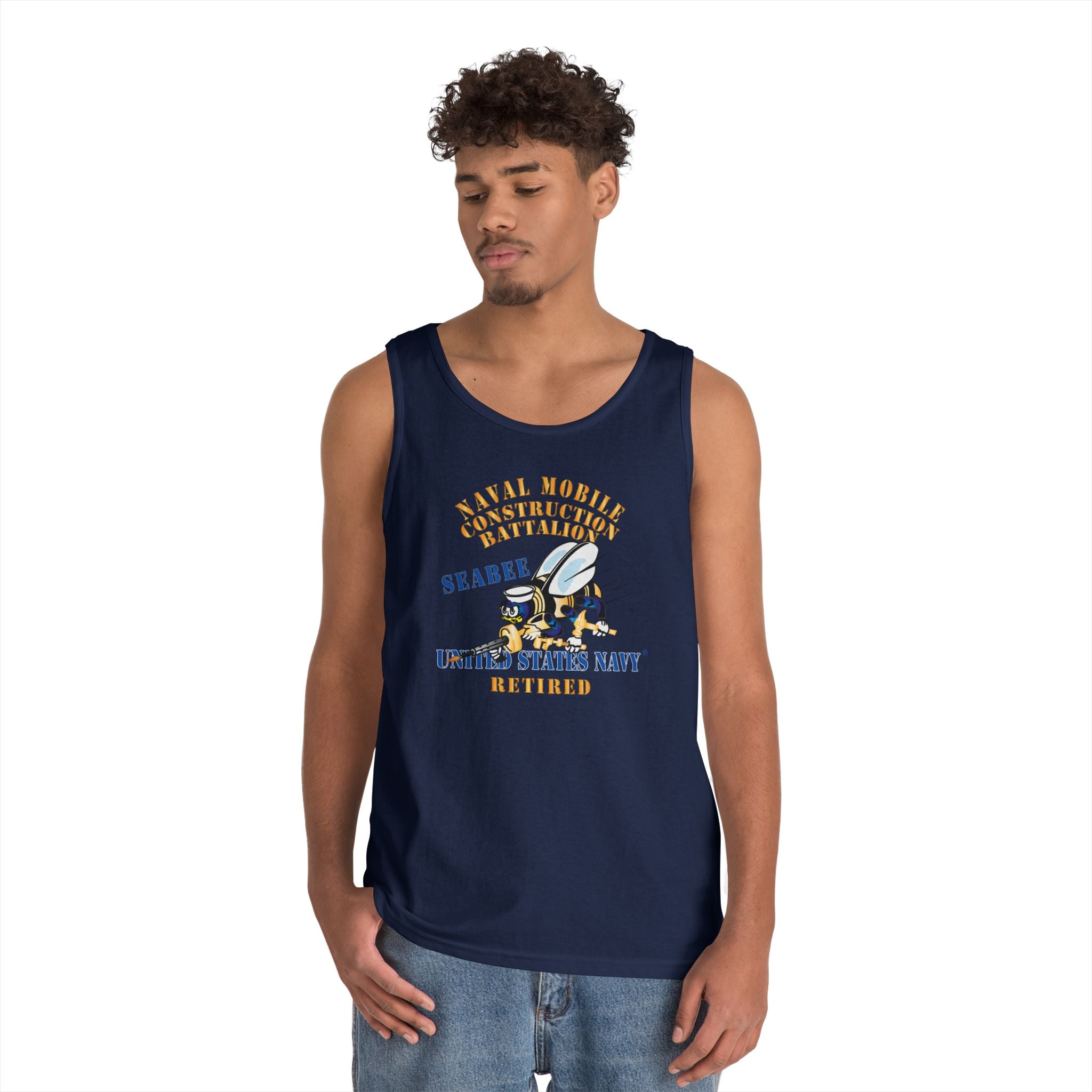 Unisex Heavy Cotton Tank Top - Navy - Seabee - Retired