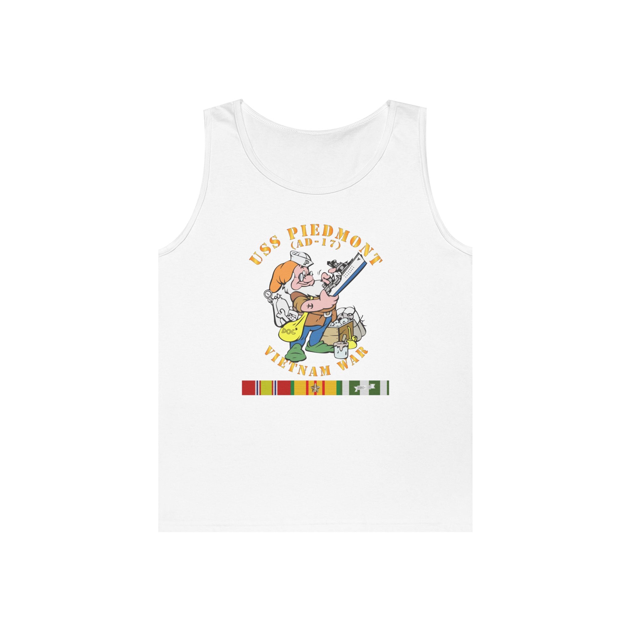 Unisex Heavy Cotton Tank Top - Navy - USS Piedmont (AD-17) w VN SVC - Vietnam War
