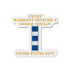 Die-Cut Magnet - Navy - Chief Warrant Officer 4 - CW04 - Combat Veteran