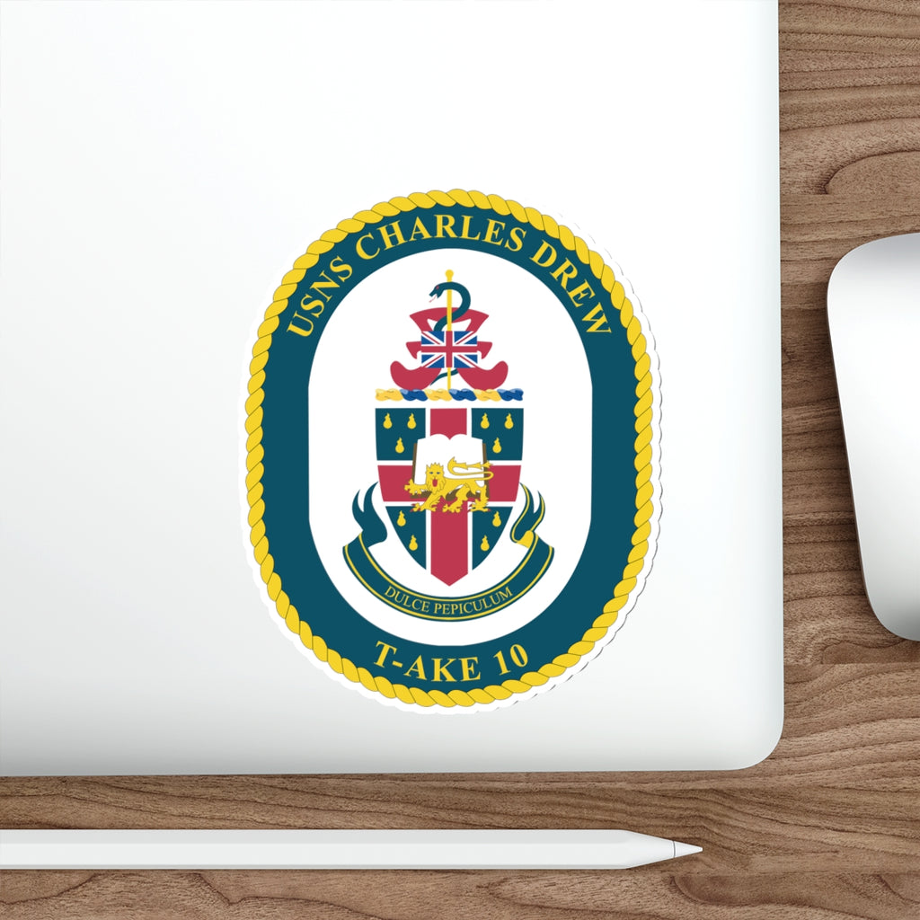 Die-Cut Vinyl Sticker - Navy - USNS Charles Drew (T-AKE 10) wo txt