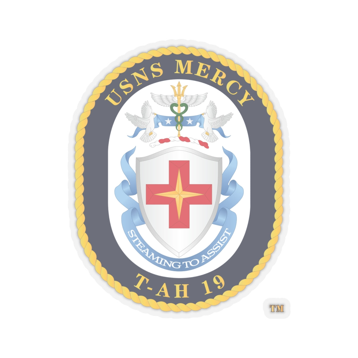 Kiss-Cut Stickers - Navy - USNS Mercy (T-AH-19) - Crest wo Txt