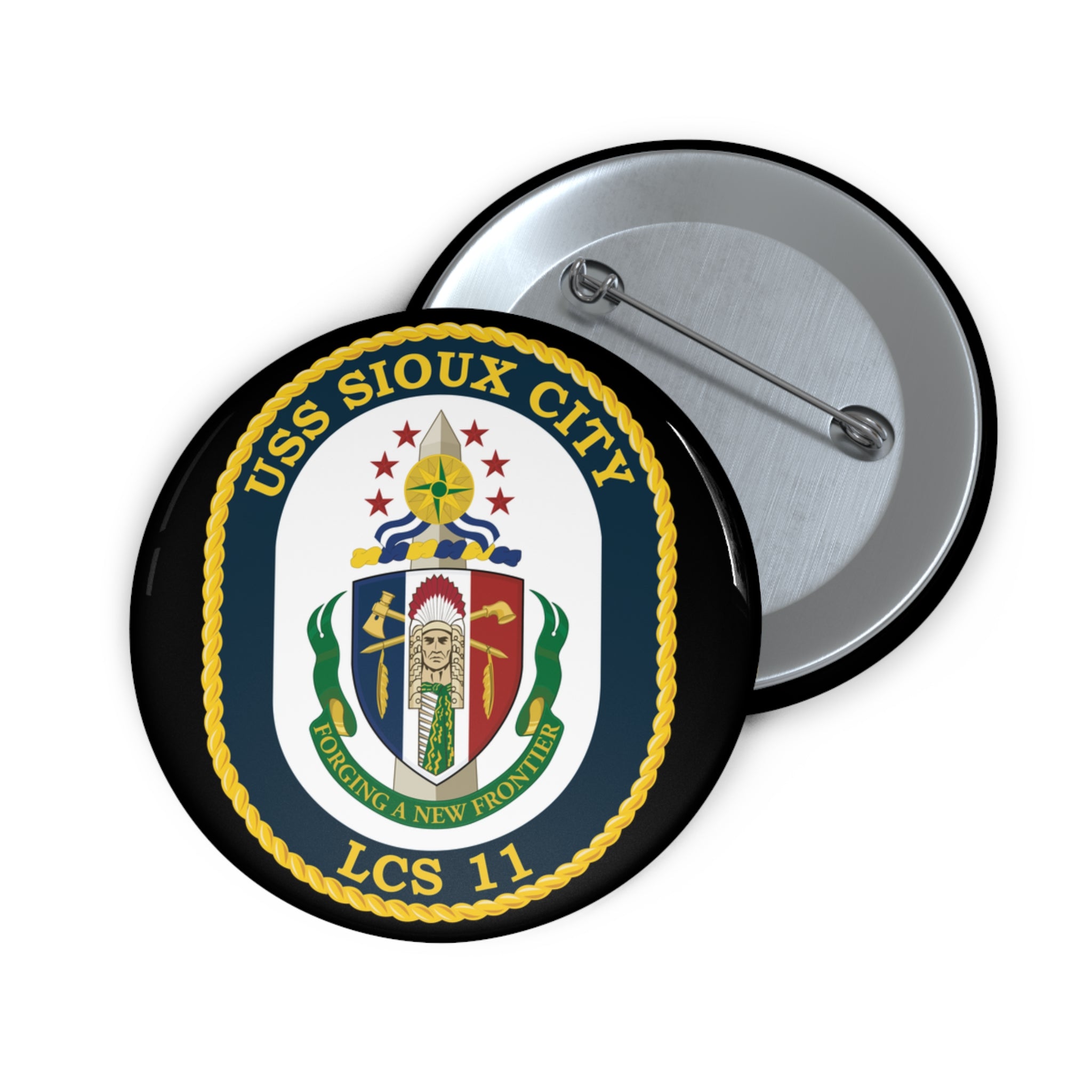 Custom Pin Button - Navy - USS Sioux City (LCS-11) wo Txt