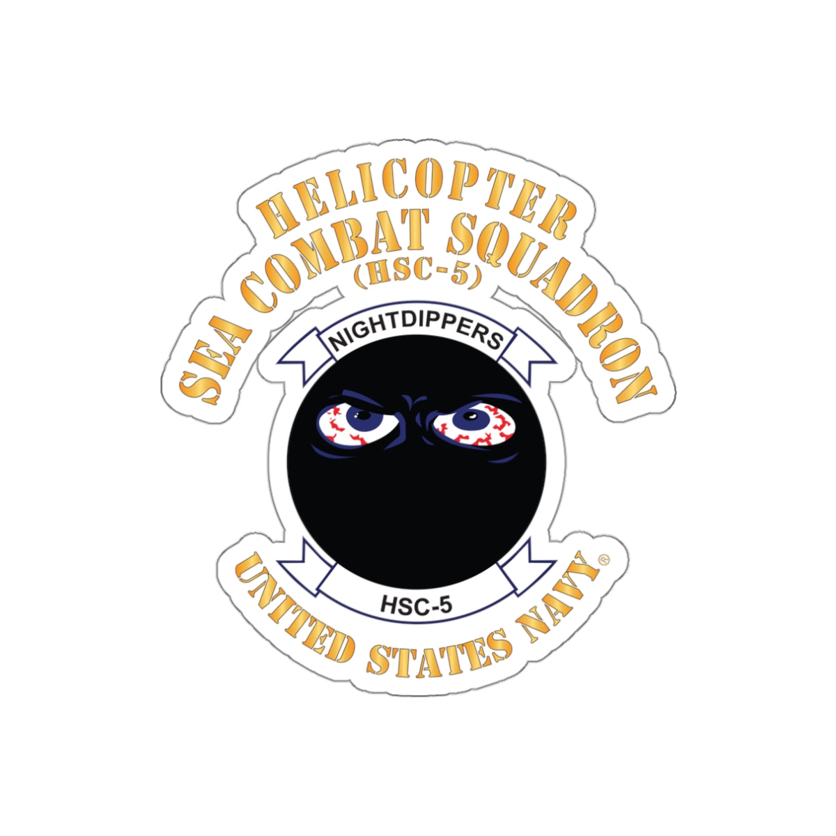 Die-Cut Vinyl Sticker - Navy - Helicopter Sea Combat Squadron 5 (HSC-5)