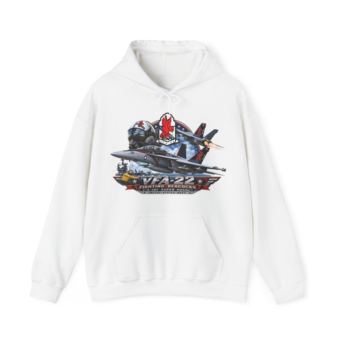Unisex Heavy Blend™ Hoodies - Strike Fighter Squadron 22nd - AC - Fighting Redcocks - 3D - Enhanced