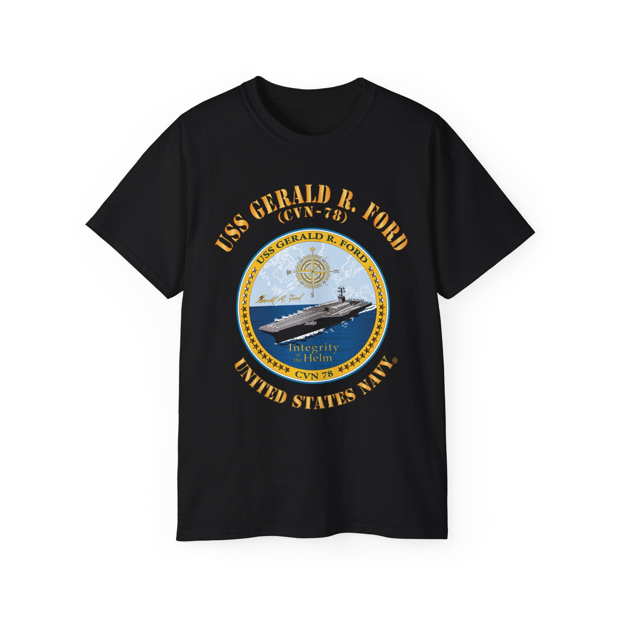 Unisex Ultra Cotton T-Shirt - Navy - USS Gerald R. Ford (CVN-78)