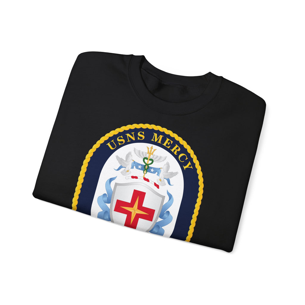 Unisex Heavy Blend™ Crewneck Sweatshirt - Navy - USNS Mercy (T-AH-19) - Crest wo Txt