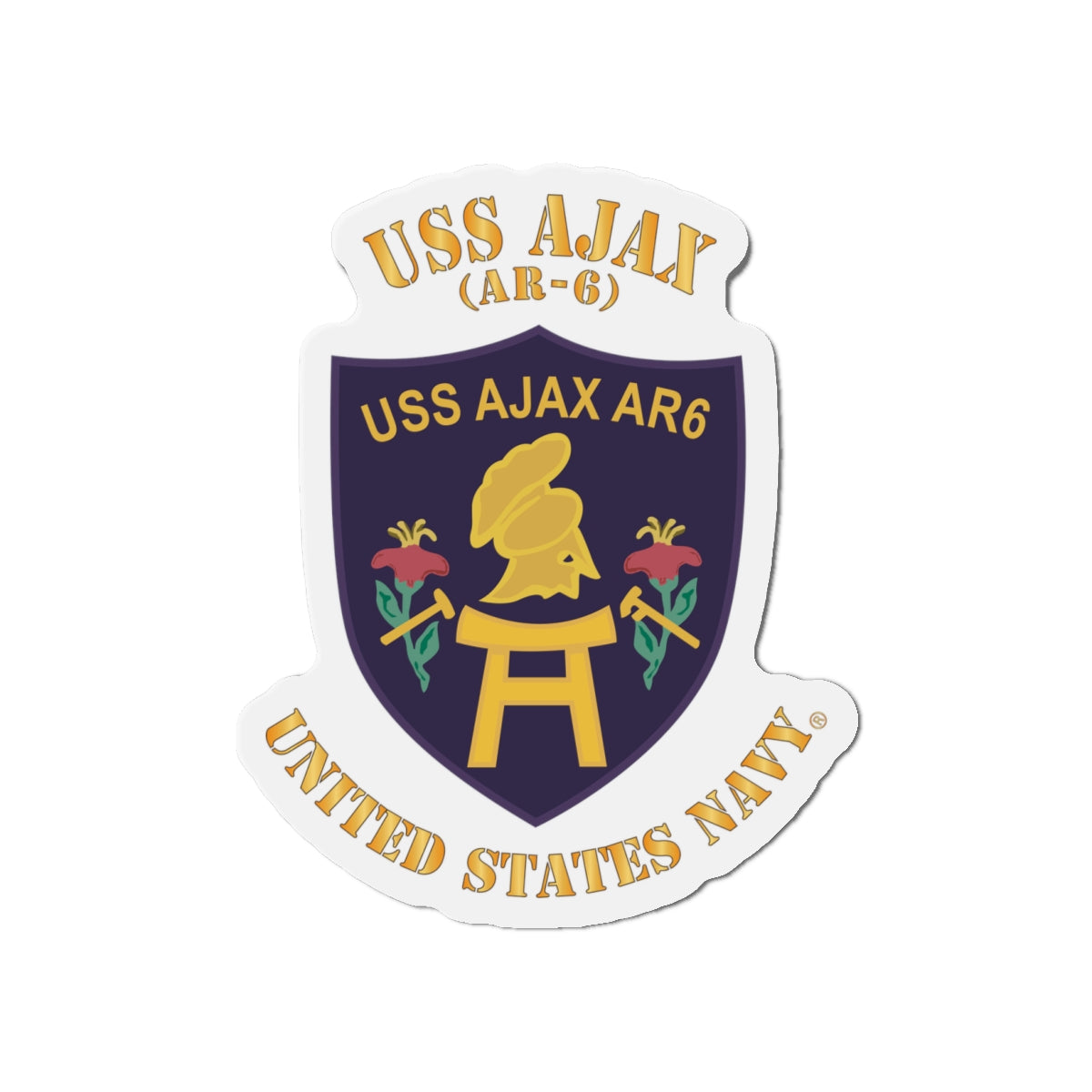 Die-Cut Magnet - Navy - USS Ajax (AR-6)