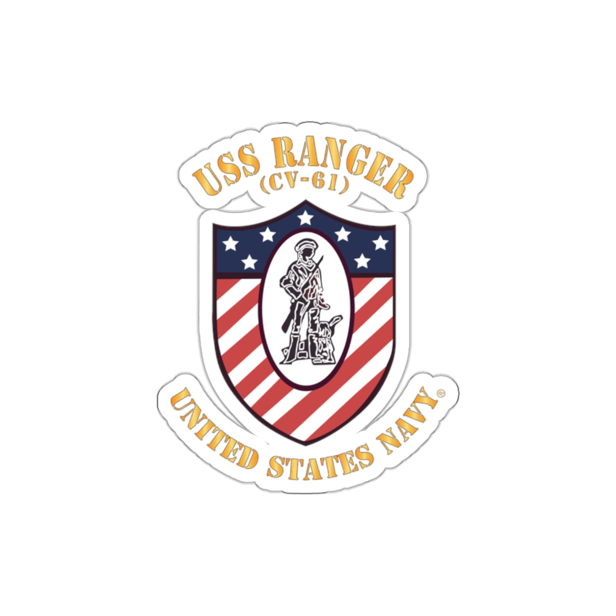 Die-Cut Vinyl Sticker - Navy - USS Ranger (CV-61) X 300
