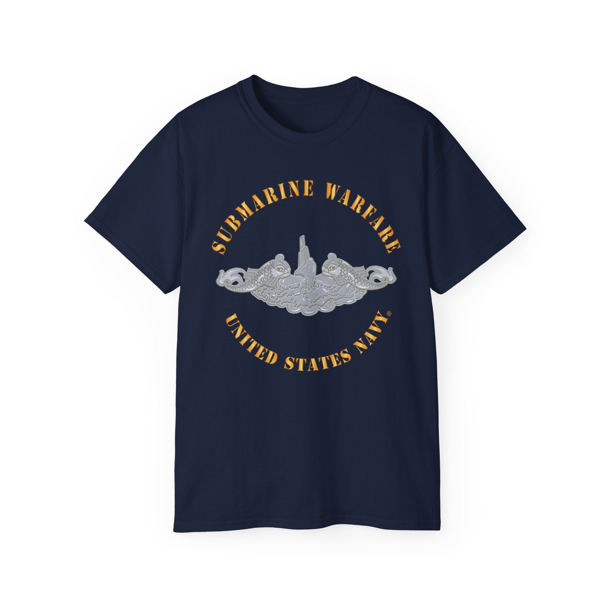 Unisex Ultra Cotton T-Shirt - Navy - Submarine Badge - Silver