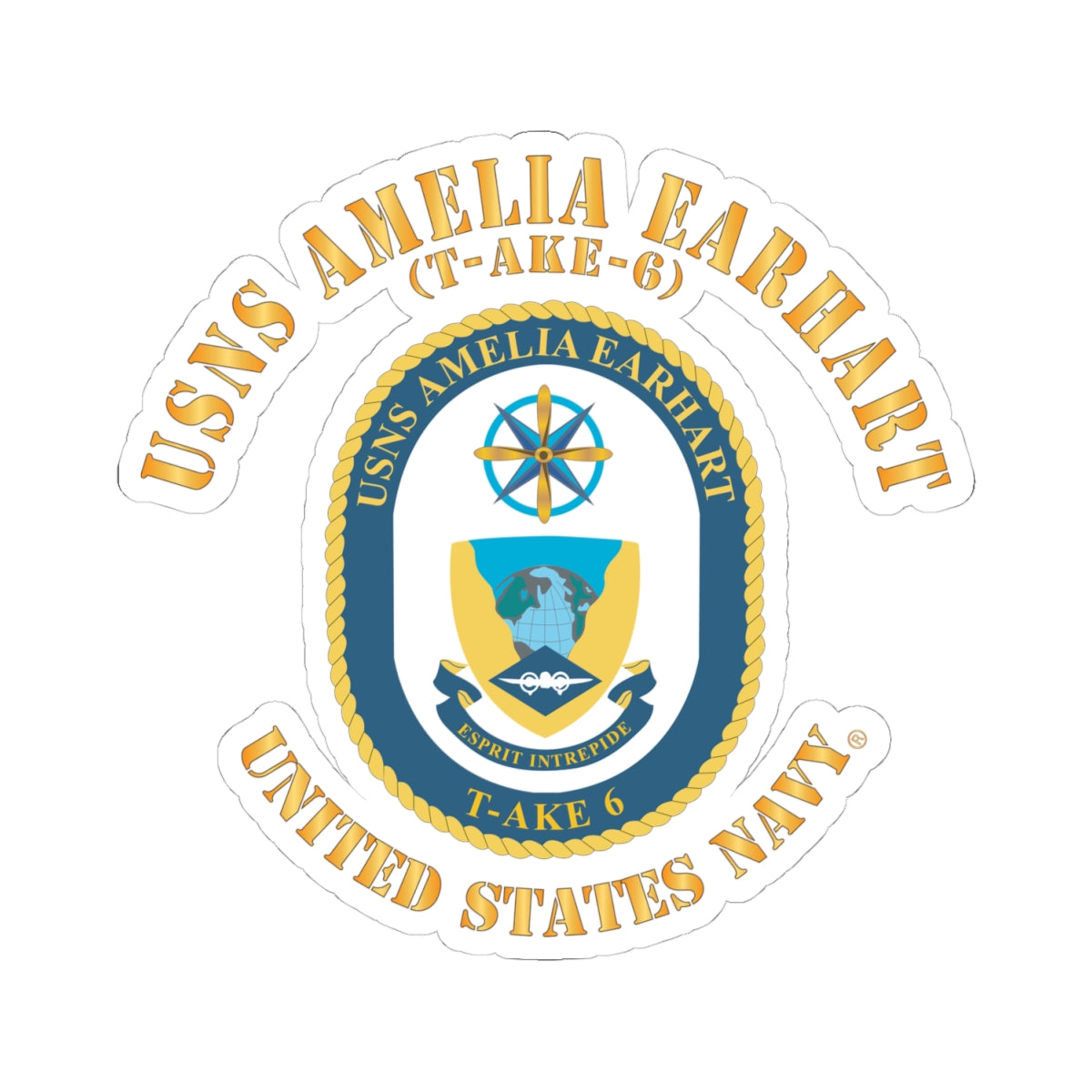 Kiss-Cut Stickers - Navy - USNS Amelia Earhart (T-AKE 6)