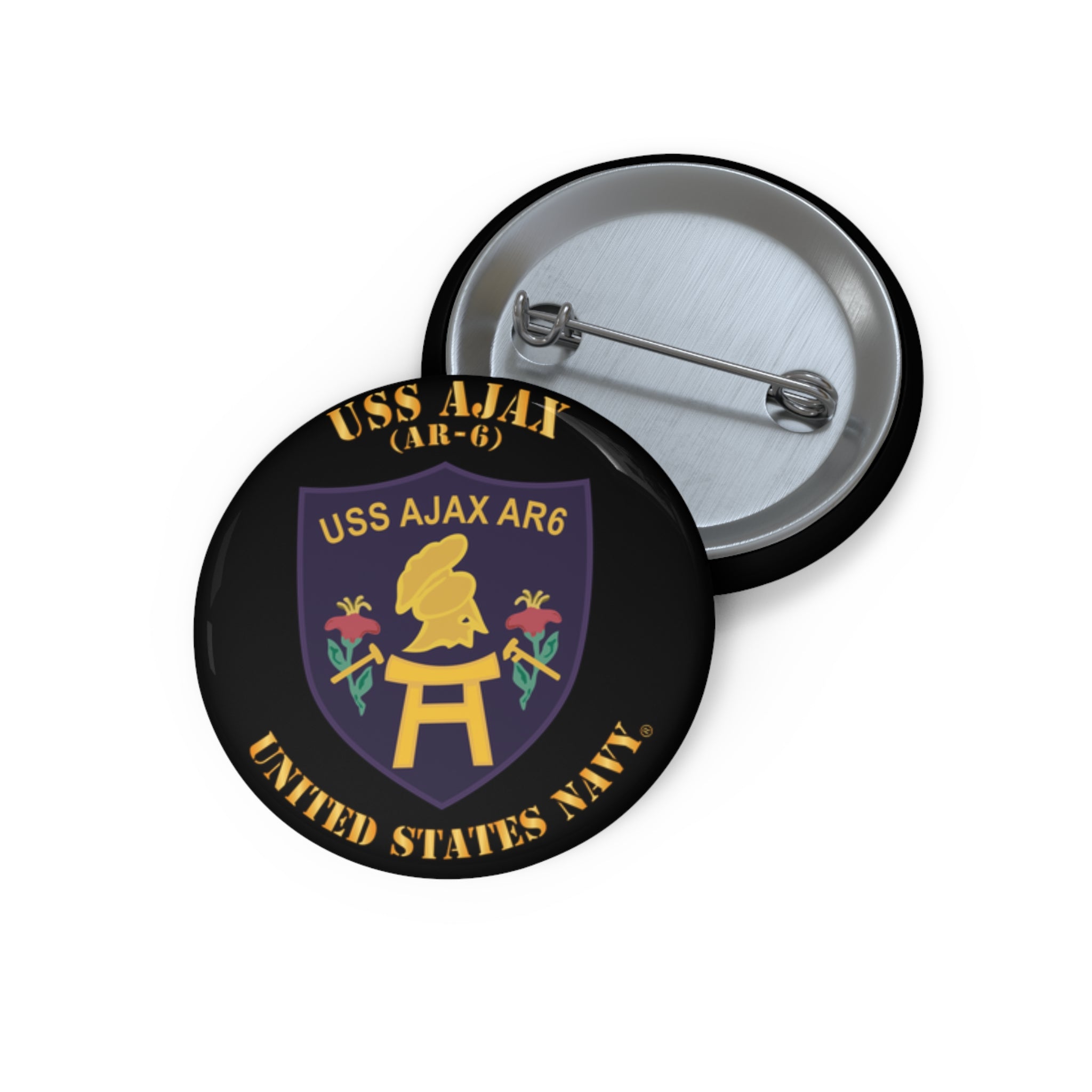 Custom Pin Button - Navy - USS Ajax (AR-6)
