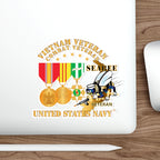 Die-Cut Vinyl Sticker - Navy - Vietnam  Veteran - w Medals - VN - Seabee