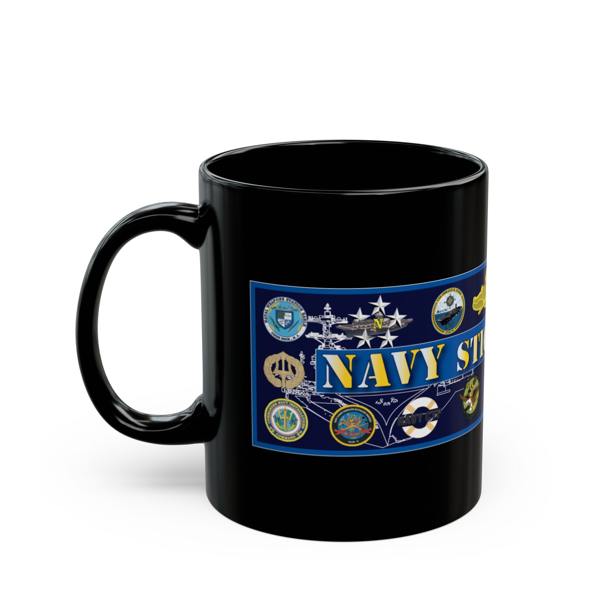 Custom Military-Themed Mug, Perfect Gift for Veterans, Collectible Coffee Cup, Navy Stickers Design, Military Appreciation