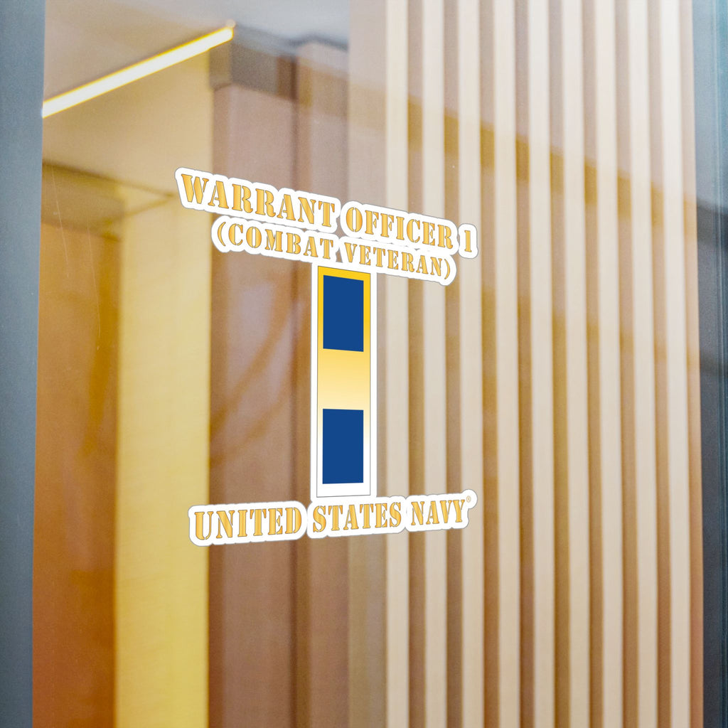 Kiss-Cut Vinyl Decal - Navy - Warrant Officer 1 - Combat Veteran