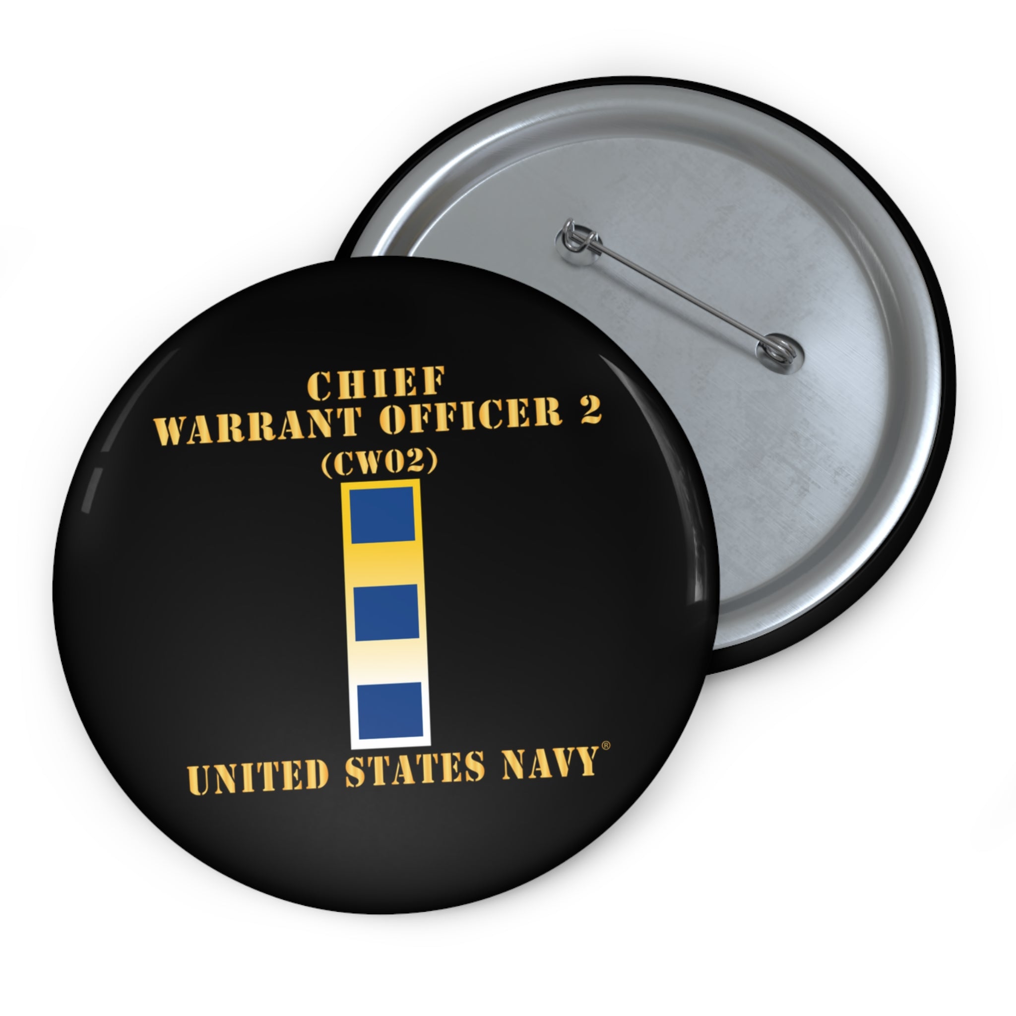 Custom Pin Button - Navy - Chief Warrant Officer 2 - CW02