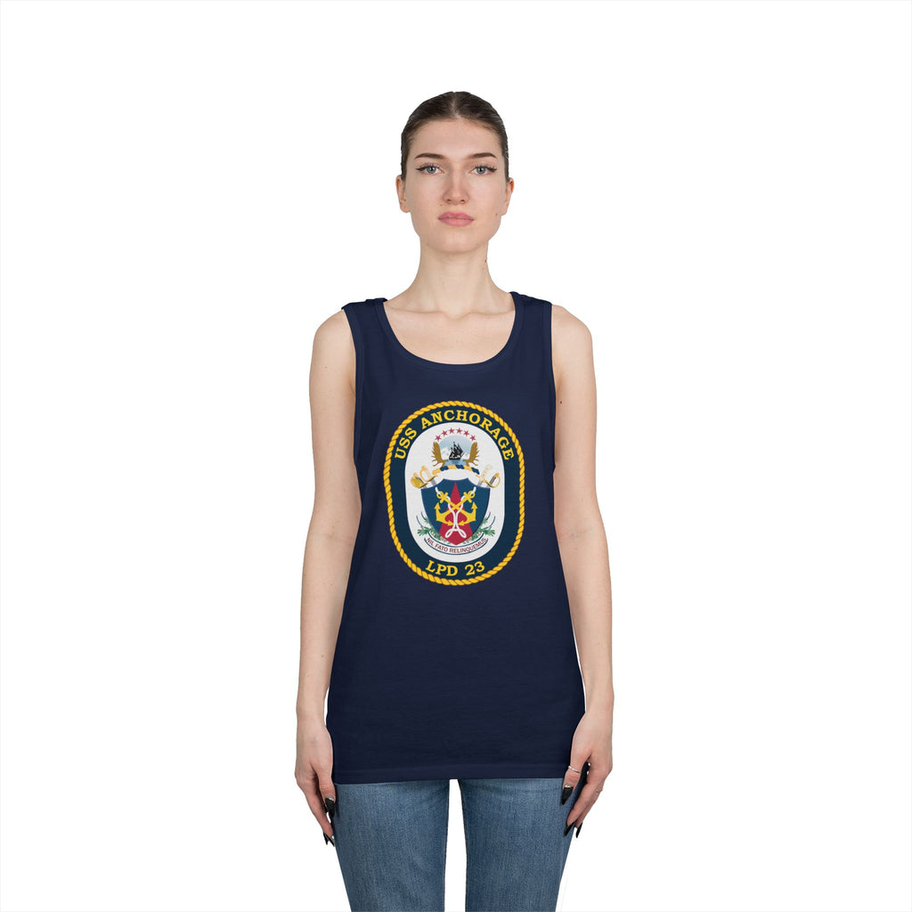 Unisex Heavy Cotton Tank Top - Navy - USS Anchorage (LPD-23) wo txt
