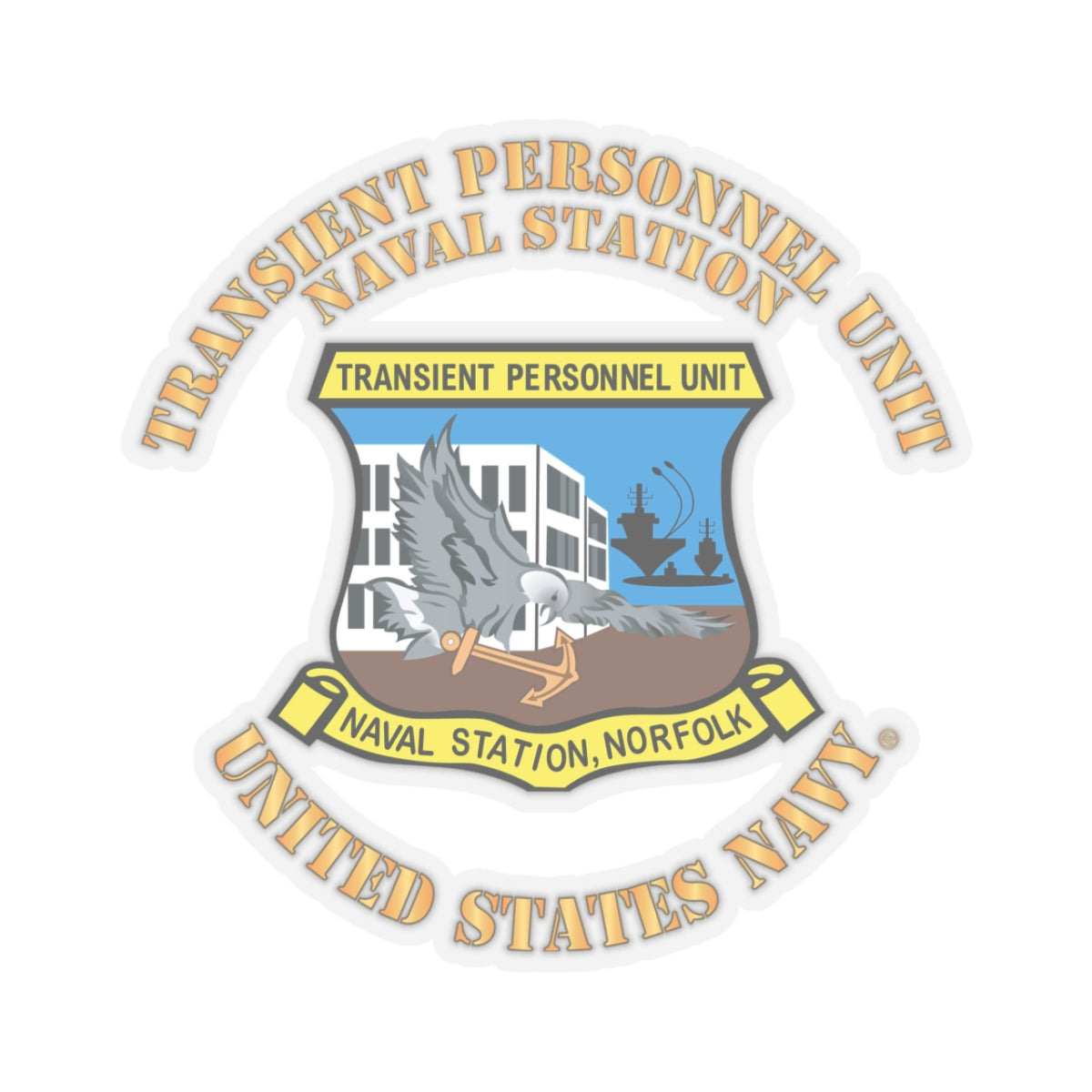 Kiss-Cut Stickers - Navy - Transient Personnel Unit - Naval Station Norfolk