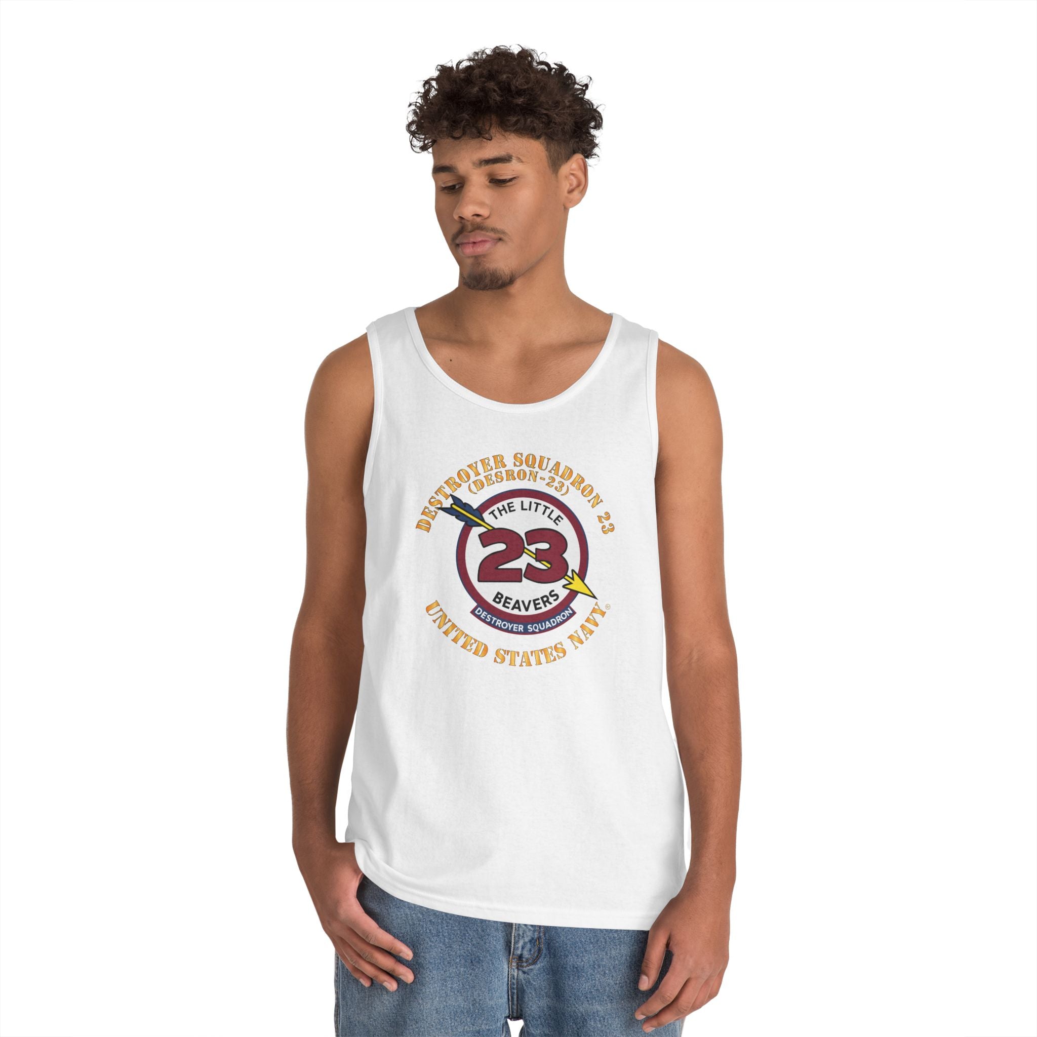 Unisex Heavy Cotton Tank Top - Navy - Destroyer Squadron 23 (DESRON-23)