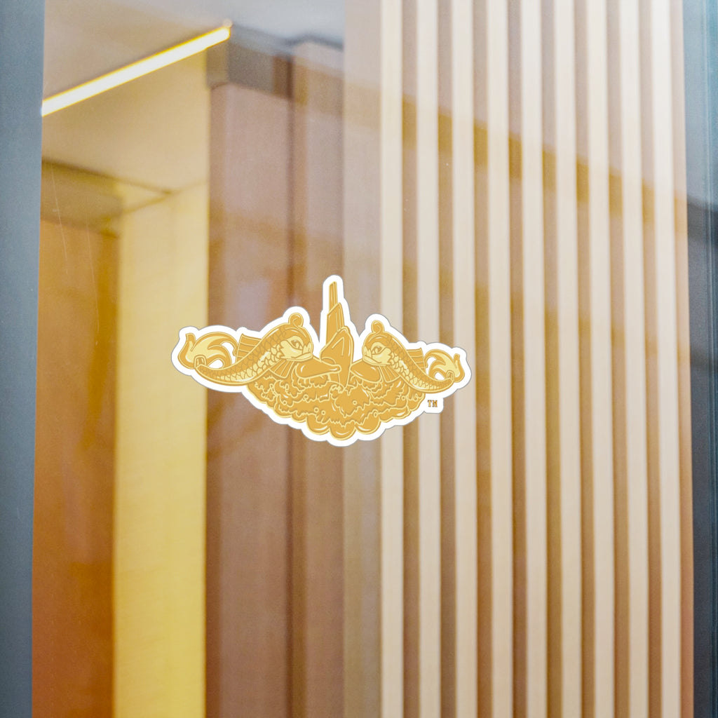 Kiss-Cut Vinyl Decal - Navy - Submarine Badge - Gold wo Txt
