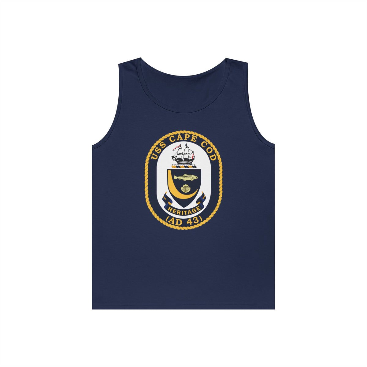 Unisex Heavy Cotton Tank Top - Navy - USS Cape Cod (AD 43) wo txt X 300