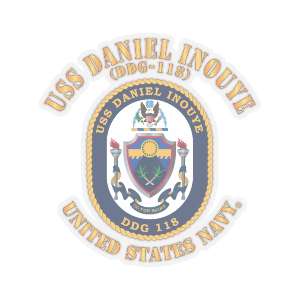 Kiss-Cut Stickers - Navy - USS Daniel Inouye (DDG-118)