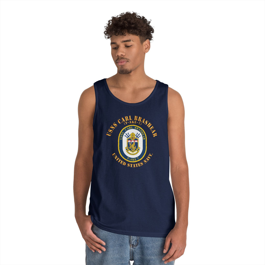 Unisex Heavy Cotton Tank Top - Navy - USNS Carl Brashear (T-AKE 7)