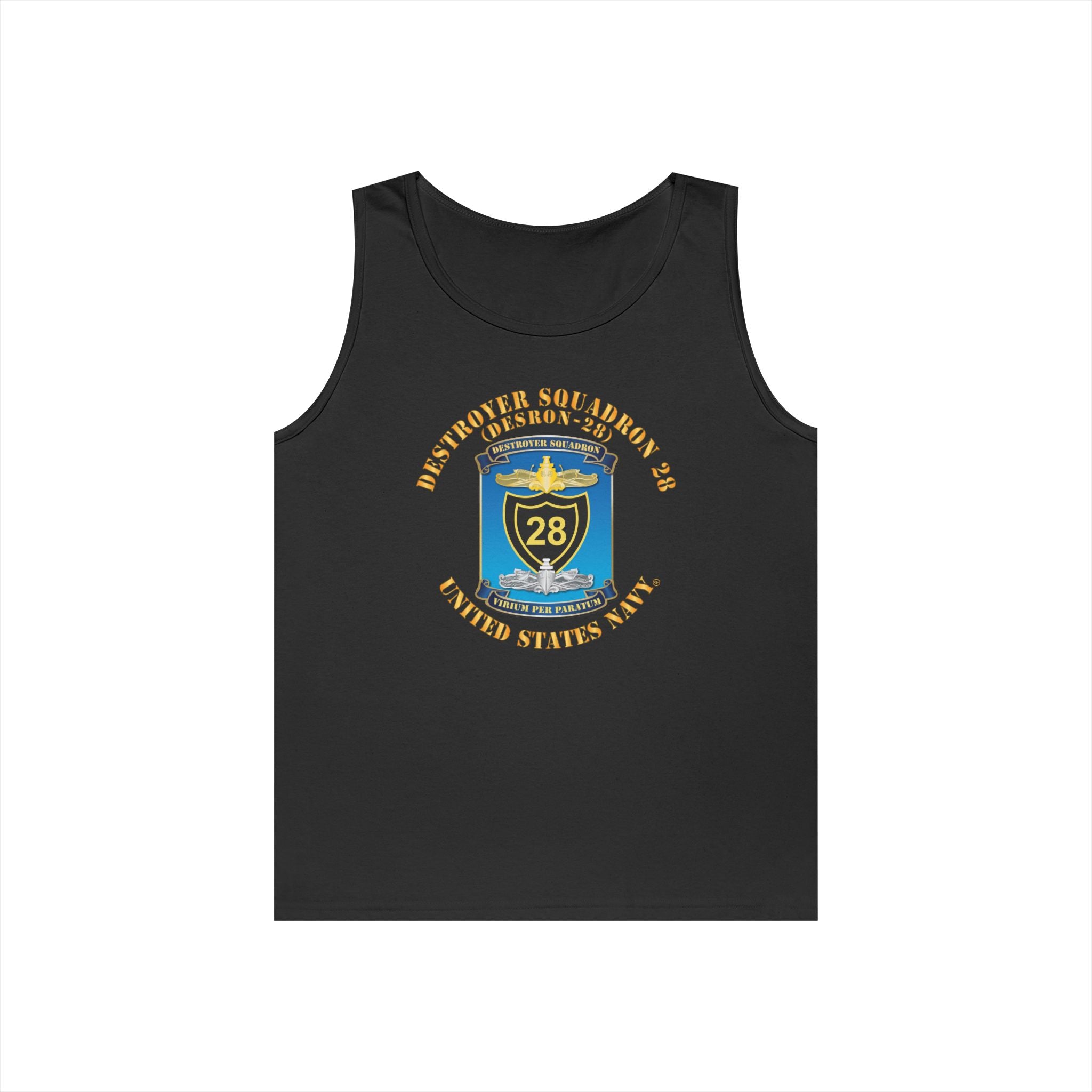 Unisex Heavy Cotton Tank Top - Navy - Destroyer Squadron 28 (DESRON-28)