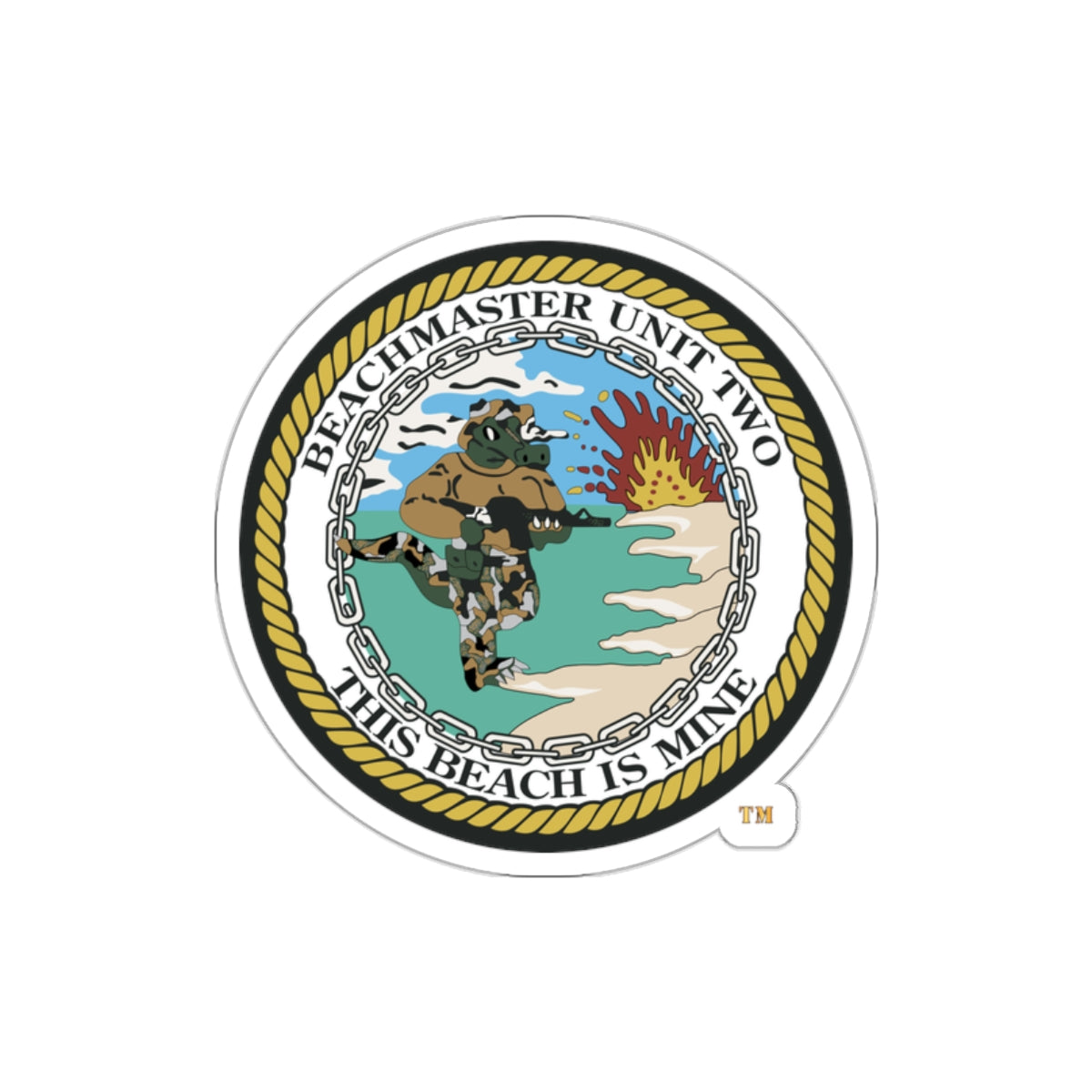 Die-Cut Vinyl Sticker - Navy - Beachmaster Unit Two (BMU-2) wo txt X 300