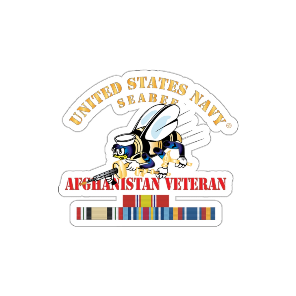 Die-Cut Vinyl Sticker - Navy - Seabee - Afghanistan Veteran